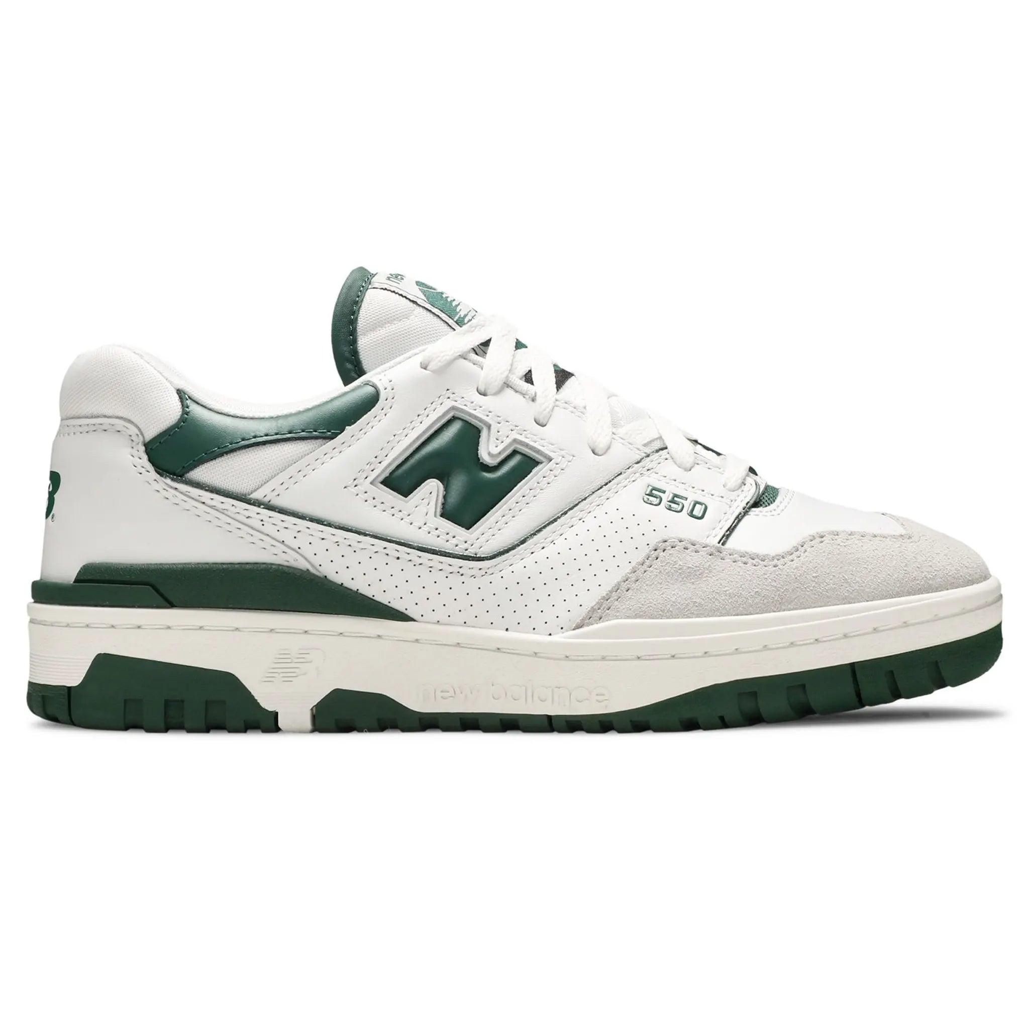 Side View of New Balance 550 White Green BB550WT1
